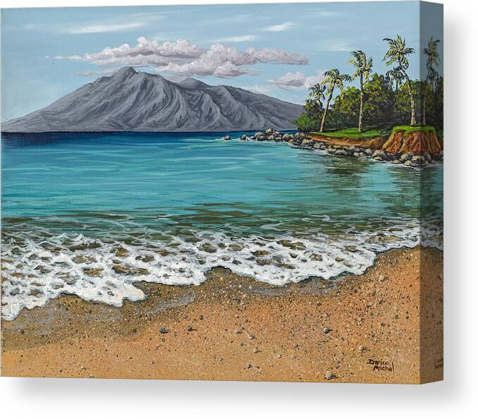 Seascape Canvas Print featuring the painting Sandy Beach by Darice Machel McGuire