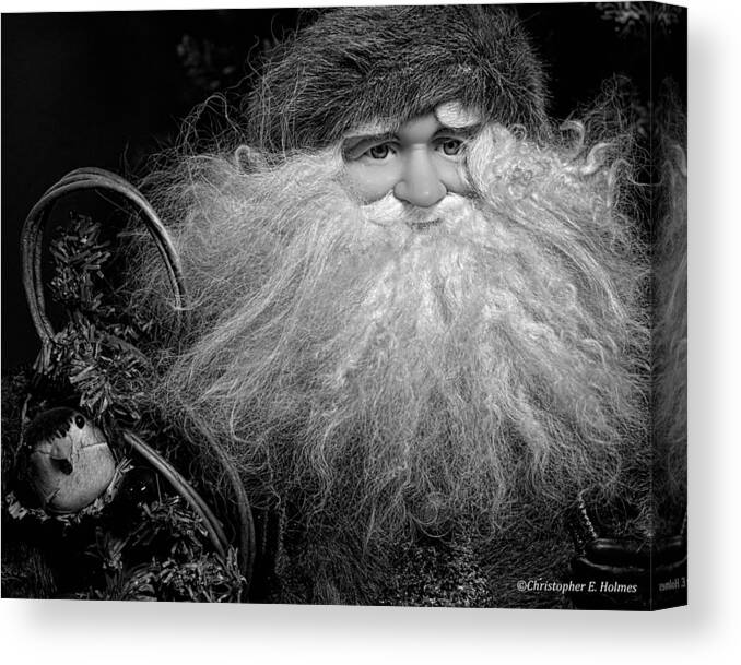 Christopher Holmes Photography Canvas Print featuring the photograph Santa Claus - BW by Christopher Holmes