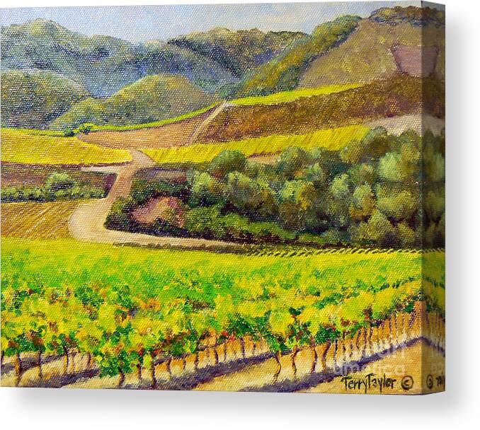 Santa Rita Hills Canvas Print featuring the painting Santa Rita Color by Terry Taylor