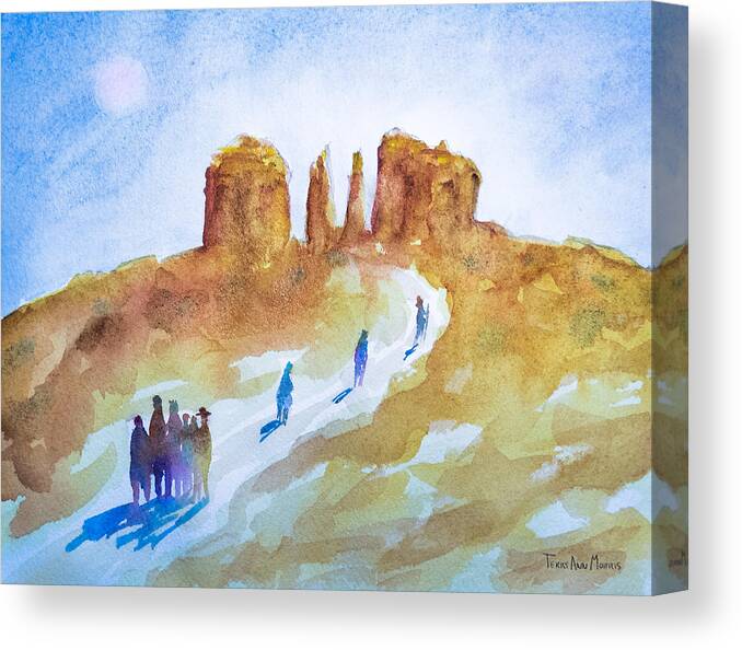 Cathedral Rock Canvas Print featuring the painting Seekers at Cathedral Rock by Terry Ann Morris