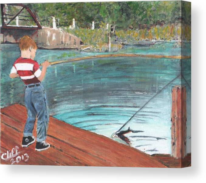 Fishing Canvas Print featuring the painting Self Portrait by Cliff Wilson
