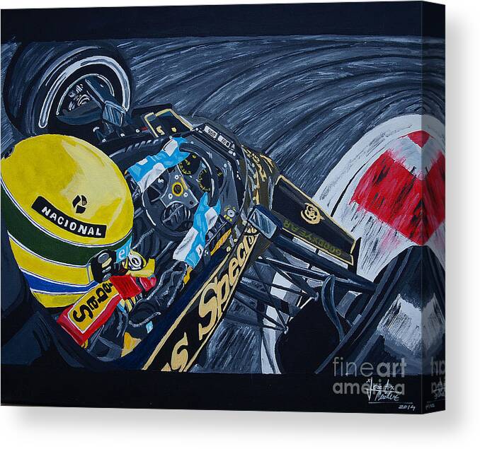 Senna Canvas Print featuring the painting Senna Onboard by Jose Antonio Mendez