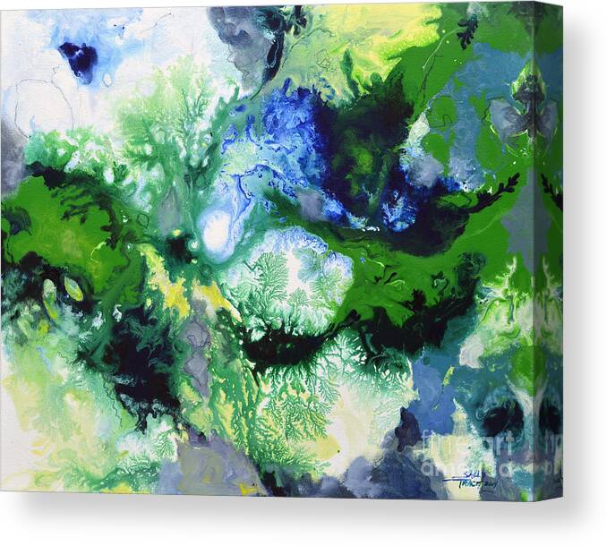 Abstract Canvas Print featuring the painting Shift To Grey by Sally Trace