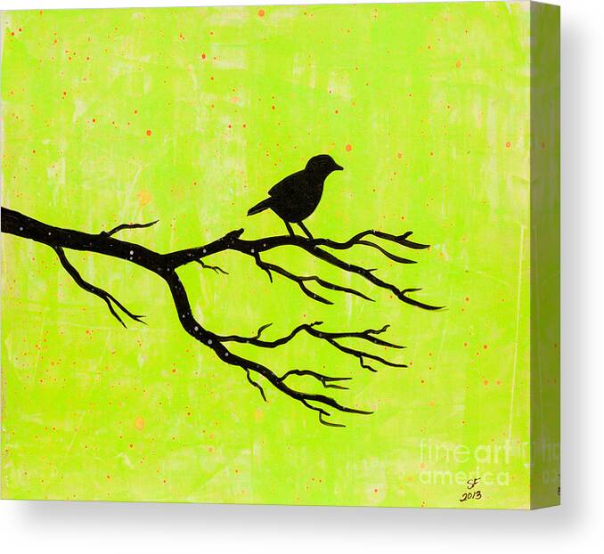  Canvas Print featuring the painting Silhouette green by Stefanie Forck