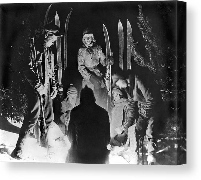 1924 Canvas Print featuring the photograph Skiing Party Camps In Siberia by Underwood Archives