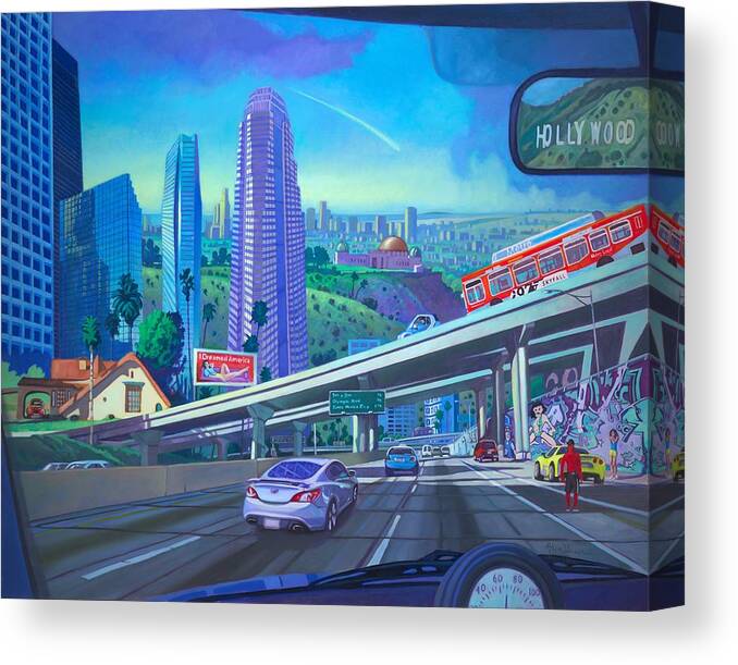 Los Angeles Canvas Print featuring the painting Skyfall Double Vision by Art West