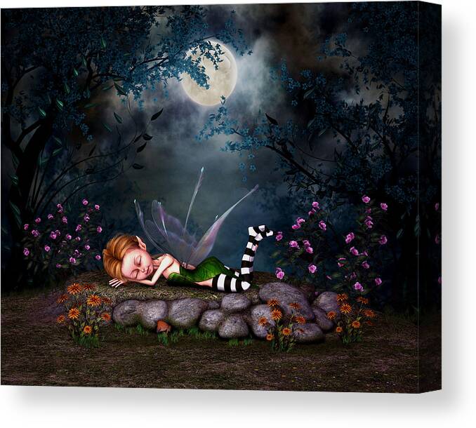 Sleeping Forest Fairy Canvas Print featuring the digital art Sleeping Forest Fairy by John Junek