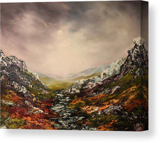 Scotland Canvas Print featuring the painting Snow on the Cairngorms by Jean Walker
