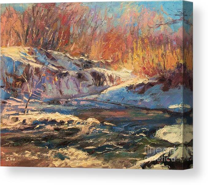 Sean Wu Canvas Print featuring the painting Snow by Sean Wu