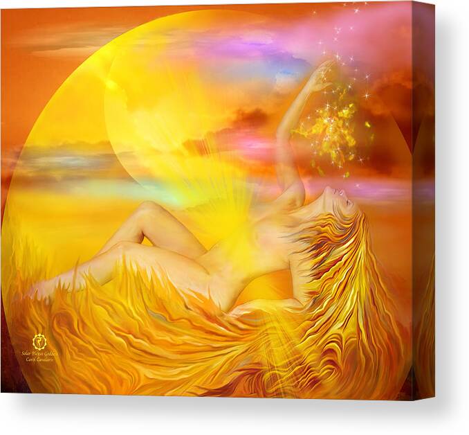 Solar Plexus Canvas Print featuring the mixed media Solar Plexus Goddess by Carol Cavalaris