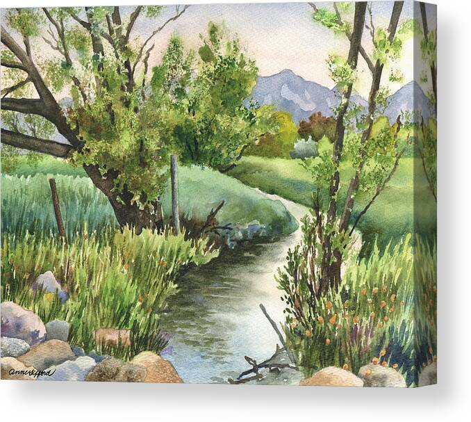 Landscape Painting Canvas Print featuring the painting South Boulder Creek by Anne Gifford