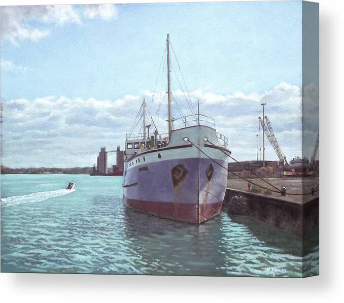 Southampton Canvas Print featuring the painting Southampton docks SS Shieldhall ship by Martin Davey