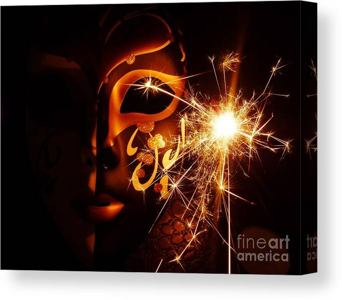 Venetian Canvas Print featuring the photograph Sparklings of Venetian Mask by Amalia Suruceanu