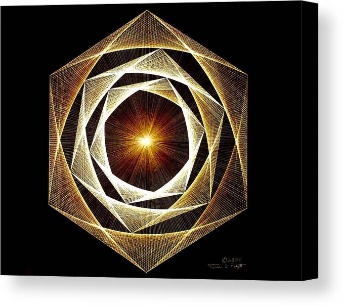 Fractal Canvas Print featuring the drawing Spiral Scalar by Jason Padgett