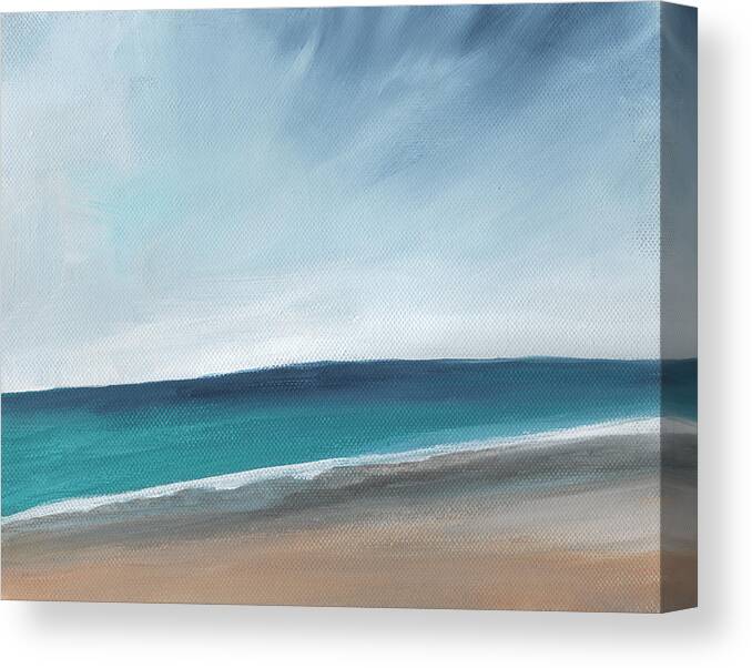 Beach Canvas Print featuring the painting Spring Beach- contemporary abstract landscape by Linda Woods