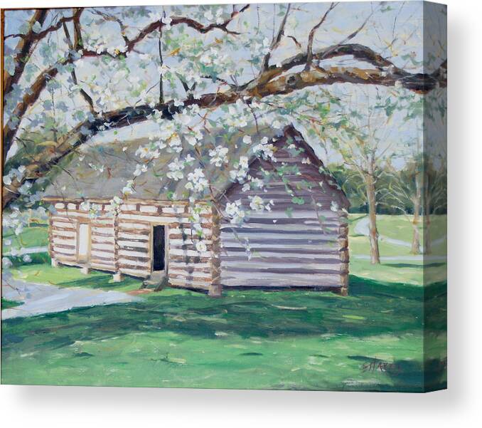 Hermitage Canvas Print featuring the painting Spring Cabin by Sandra L Harris