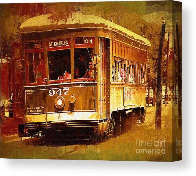 Street Car Canvas Print featuring the painting St Charles Street Car by Kirt Tisdale
