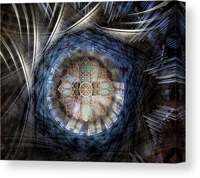 Cross Canvas Print featuring the photograph St Davids Cathedral Roof by Simon Pearce