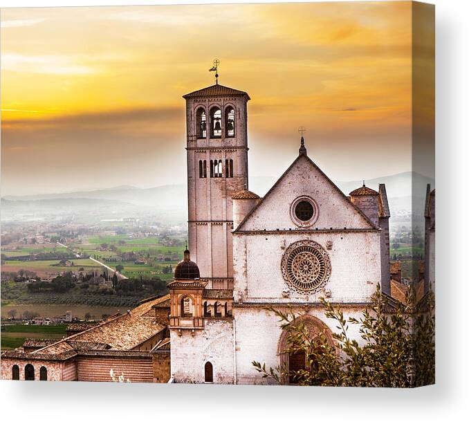 Assisi Canvas Print featuring the photograph St Francis of Assisi Church at Sunrise by Good Focused