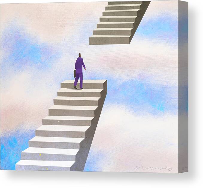 Steve Dininno Canvas Print featuring the drawing Stairway by Steve Dininno