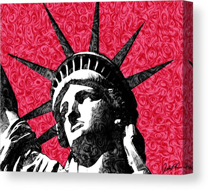 Prints Canvas Print featuring the painting Starry Night Statue of Liberty Print by Robert R Splashy Art Abstract Paintings