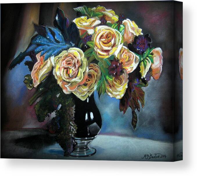 Still Life Canvas Print featuring the pastel Still Life Flowers by Mike Benton
