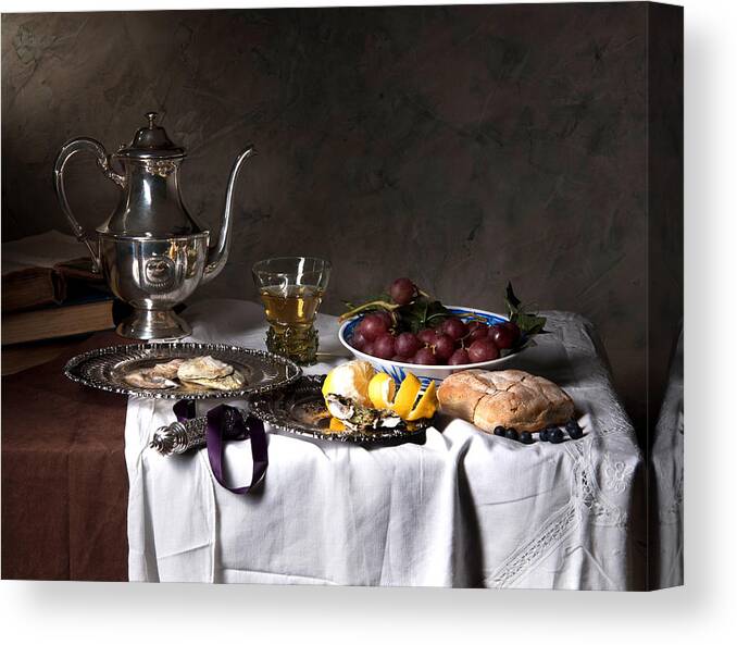 Dutch Canvas Print featuring the photograph Little Breakfast Berkemeyer-Oysters and Bread by Levin Rodriguez