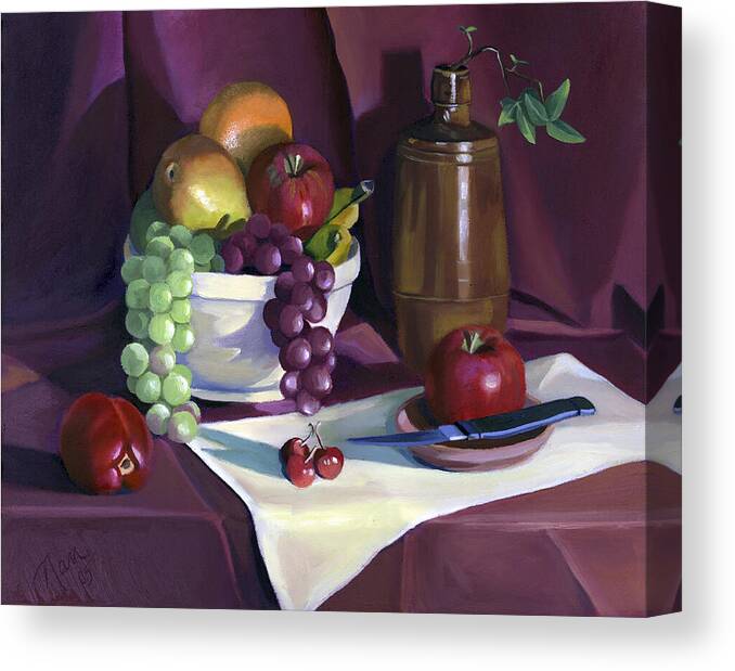 Still Life Canvas Print featuring the painting Still Life with Apples by Nancy Griswold