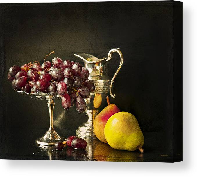 Chiaroscuro Canvas Print featuring the photograph Still Life With Fruit by Theresa Tahara