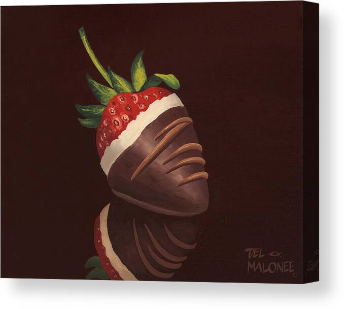 Strawberry Canvas Print featuring the painting Strawberry Surprise by Del Malonee
