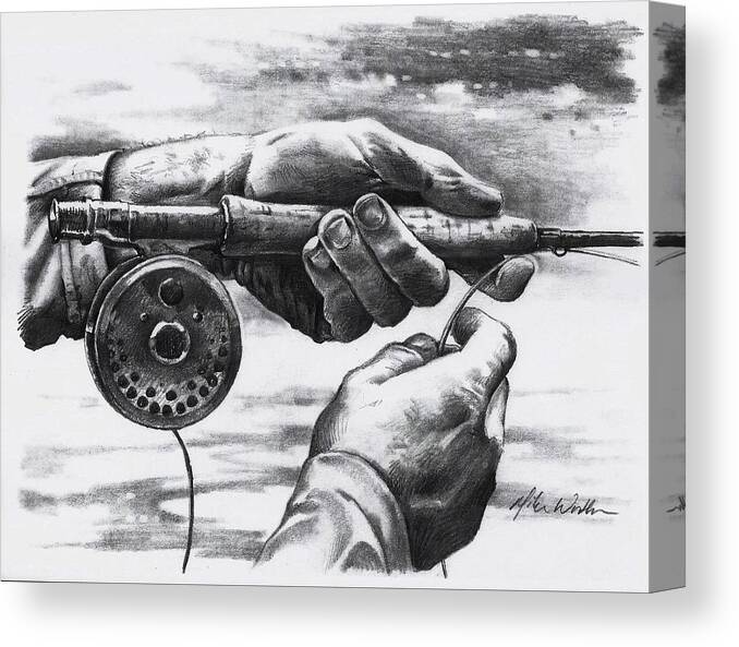 Pencil Canvas Print featuring the drawing Stripping by Mike Worthen