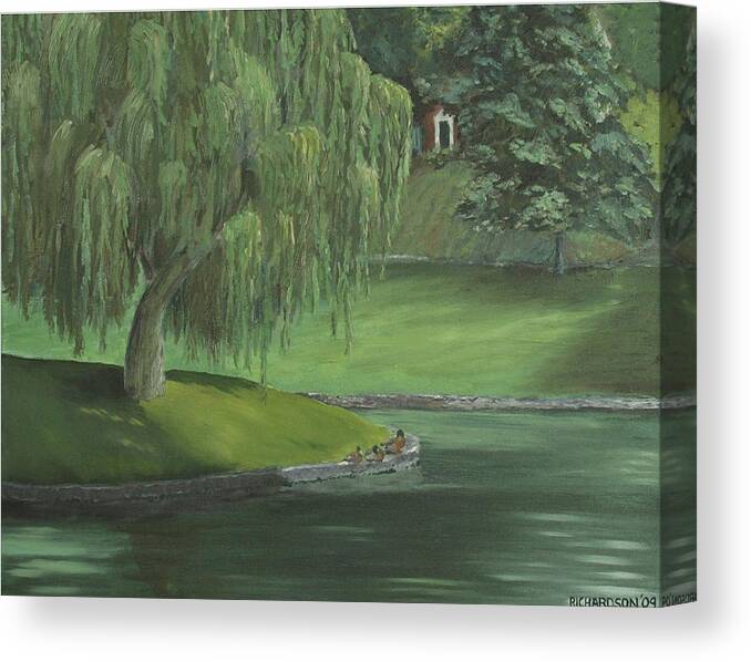 Pond Canvas Print featuring the painting Study in Green by Susan Richardson