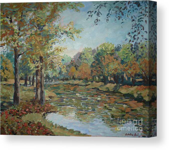Reflections On Water Canvas Print featuring the painting Summer afternoon by Monica Elena