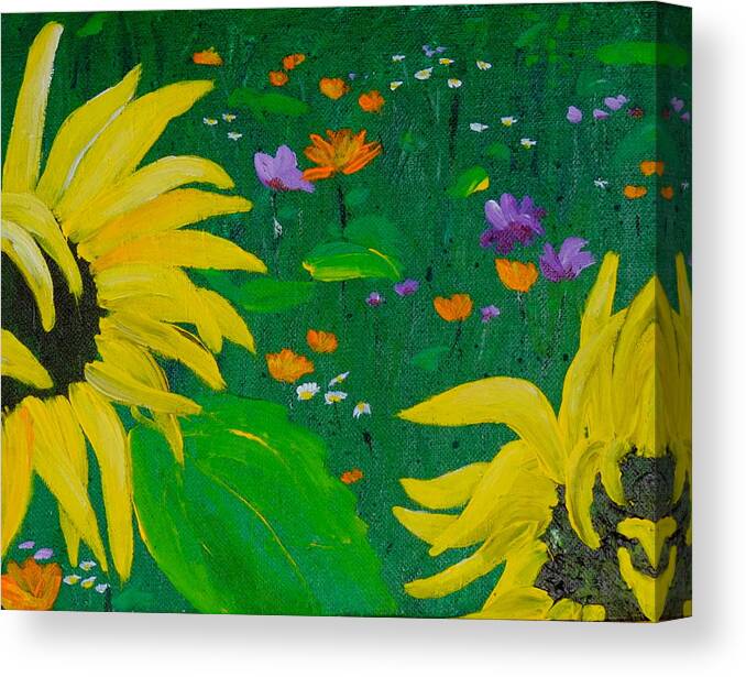 Sunflower Painting Canvas Print featuring the painting Summer Dance by Cheryl Nancy Ann Gordon