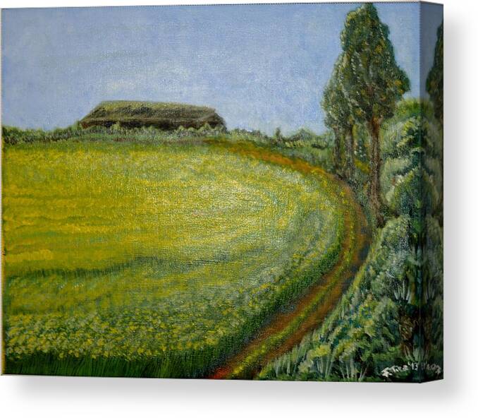 Landscape Canvas Print featuring the painting Summer in canola field by Felicia Tica