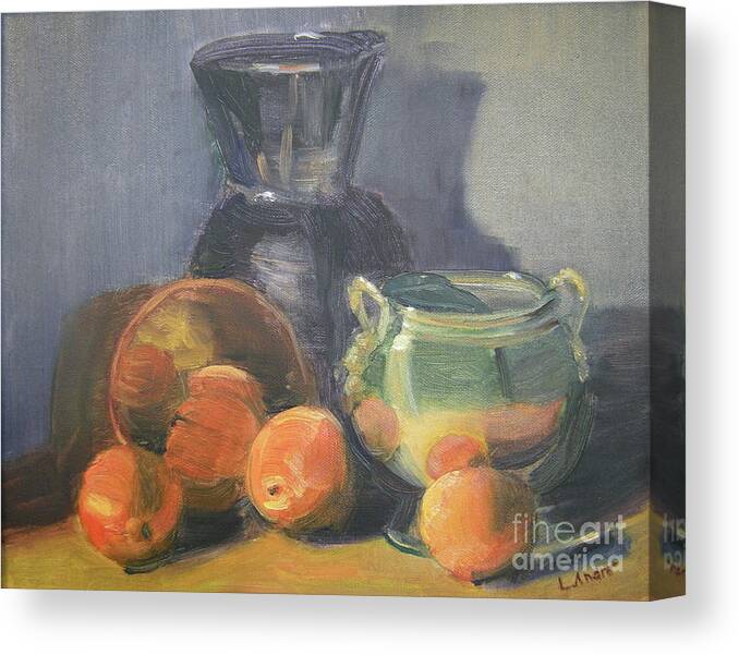 Still Life Canvas Print featuring the painting Summer Oranges by Lilibeth Andre