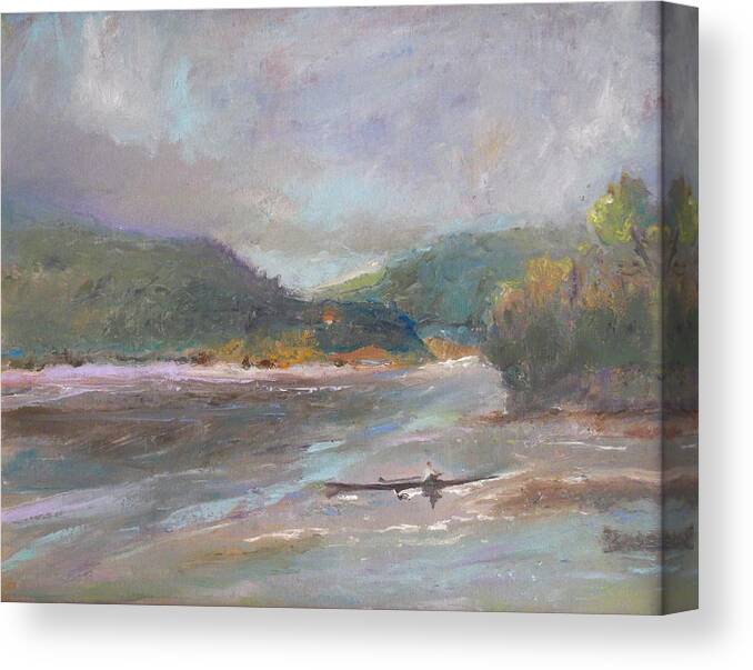 River Canvas Print featuring the painting Clearing Skies by Susan Esbensen