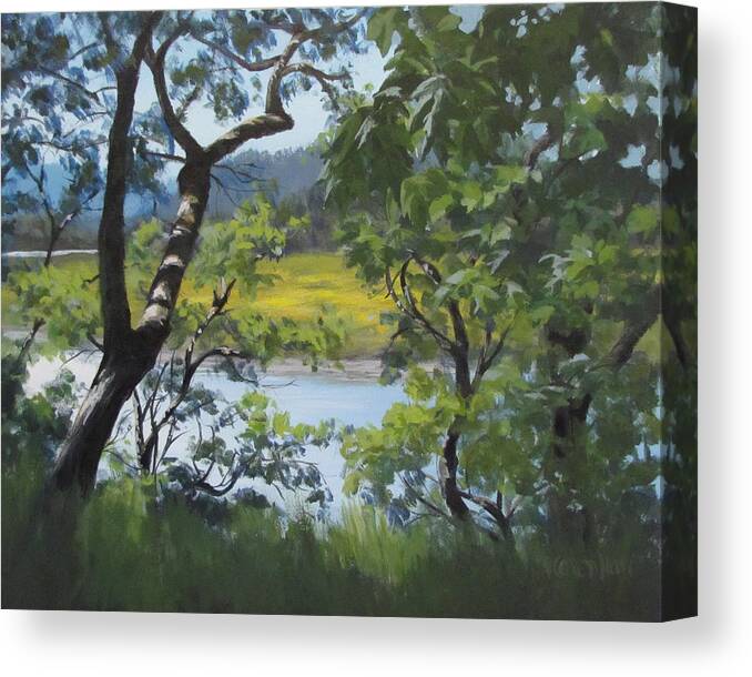 Summer Canvas Print featuring the painting Sunny River by Karen Ilari
