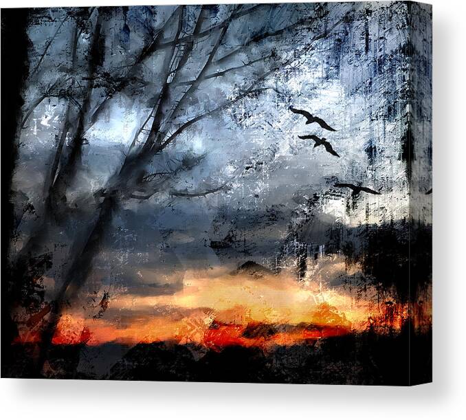 Evie Canvas Print featuring the photograph Sunrise over Whitefish Bay Michigan by Evie Carrier