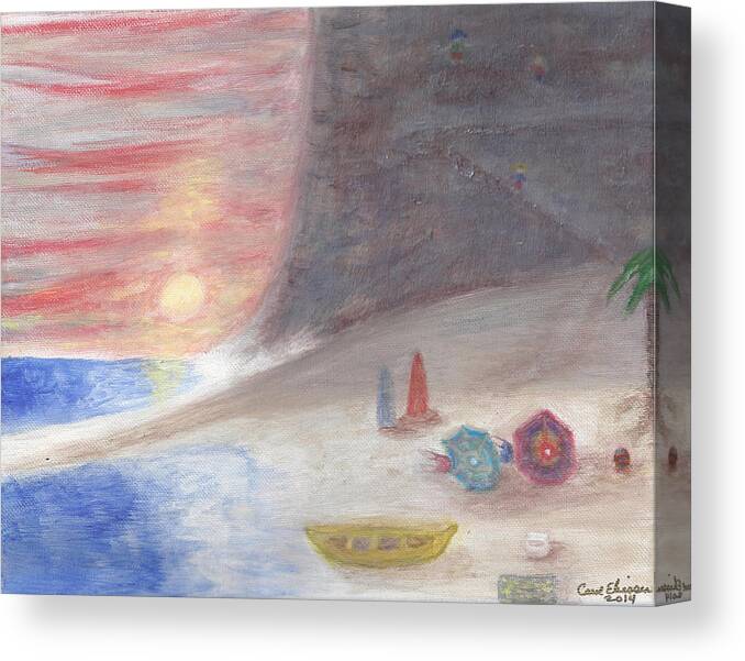 Beach Canvas Print featuring the painting Sunset Beach Bums by Carol Eliassen