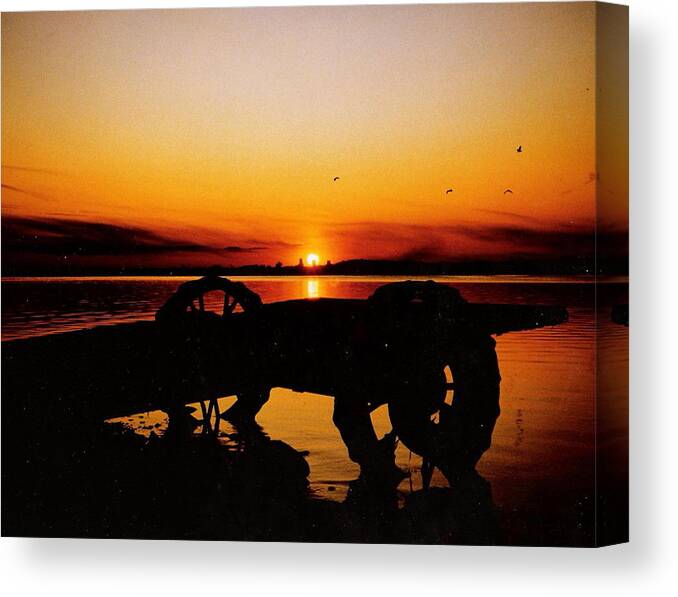 Sunset Canvas Print featuring the photograph Sunset on Lake Wahtoponek by Larry Trupp