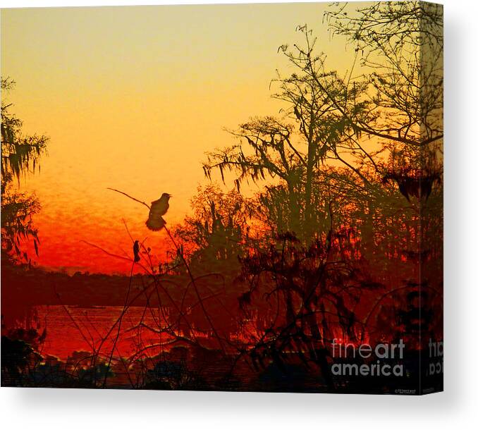 Digital Canvas Print featuring the digital art Sunset Perch Lake Martin Louisiana by Lizi Beard-Ward