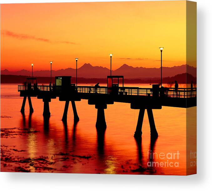 Fishing Pier Canvas Print featuring the photograph Sunset Pier by Jim Corwin