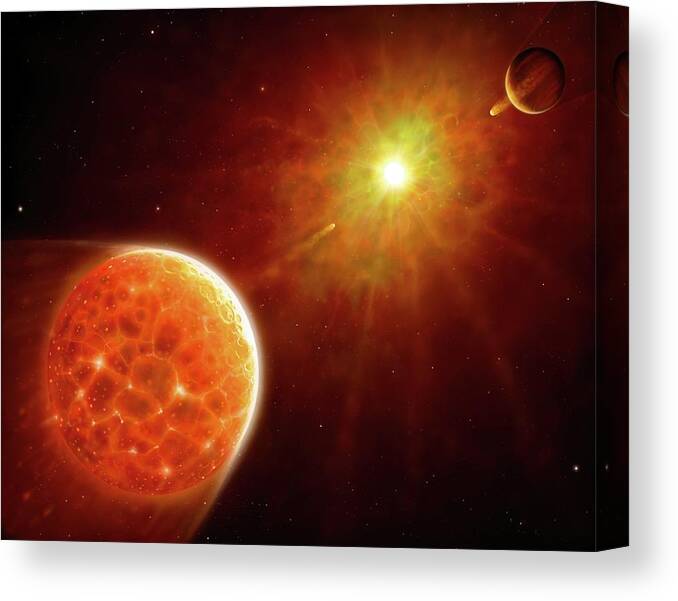 Supernova Canvas Print featuring the photograph Supernova In A Planetary System by Mark Garlick/science Photo Library