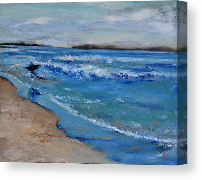 Surfer Canvas Print featuring the painting Surfer by Lindsay Frost