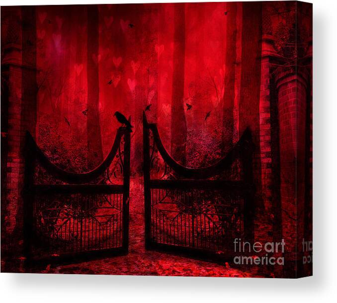 Surreal Ravens Crow Red Forest Red Fairy Tale Ravens Woodlands Art Print Gothic Red Nature Raven Print Red Woodlands Gothic Raven Print