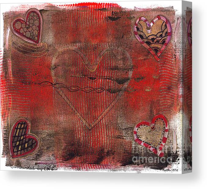 Acrylic Monotype Canvas Print featuring the mixed media Surrounded by Love by Ruth Dailey
