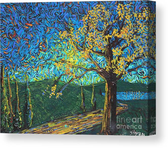 Squigglism Canvas Print featuring the painting Swing By The Road by Stefan Duncan