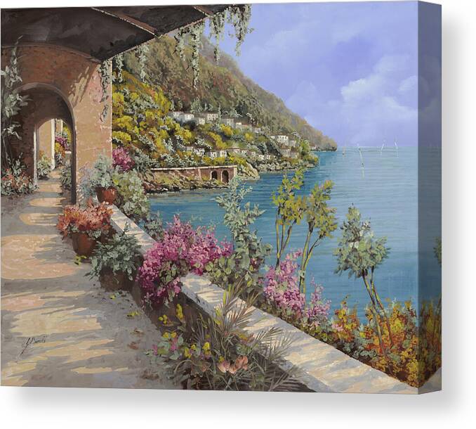 Landscape Canvas Print featuring the painting Tanti Fiori Sulla Terrazza by Guido Borelli