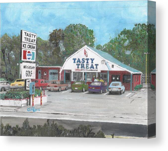 Cars Canvas Print featuring the painting Tasty Treat by Cliff Wilson